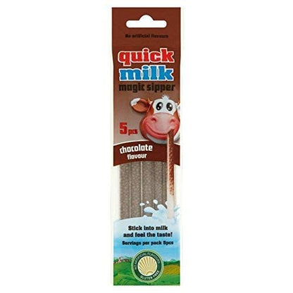 Quick Milk Gluten-free Magic Sipper Straws (Chocolate Flavour)-Pack of 2, 5 Pieces - Gluten-free chocolate-flavored sipper straws!