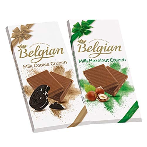 The Belgian Exclusive Diwali Combo Pack of The Belgian Bar Dark W Himalayan Salt and Milk Bar Hazelnut Crunch,Ideal for Gifting,Original Milk Chocolate,Chocolate Collection, 200g