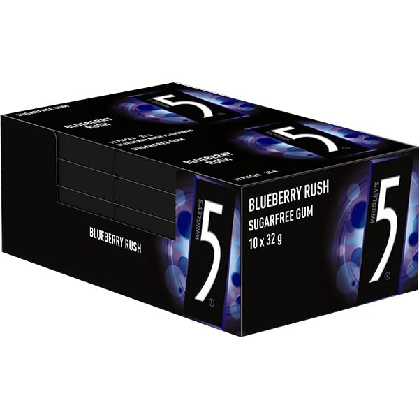 Wrigley's 5 Gum Blueberry Rush - 10 Packs, 132g Total - Indulge in Flavorful Bliss!