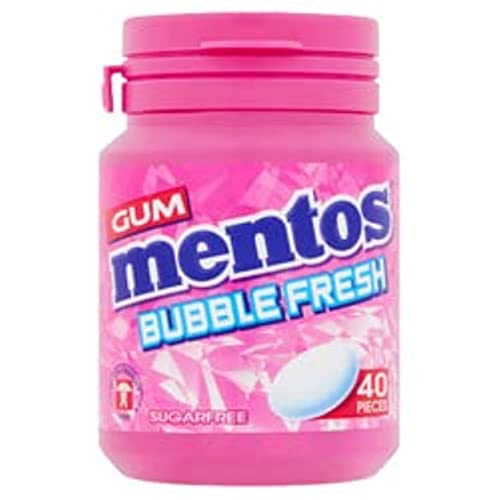 Mentos Sugar Free Bubble Fresh Chewing Gum Bottle, 40 Pieces - "Fresh Bubble Burst!"