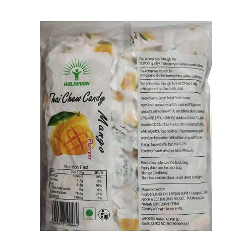 Haoliyuan Thai Chew Mango Flavored Candy Thailands Toffee, 12.35 oz / 350 g - Tropical mango flavored toffee for a sweet treat.