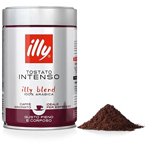 illy, Ground Espresso Coffee, Dark Roast, 8.8-Ounce Tins (Pack of 2) - Ground espresso coffee, dark roast, 8.8 oz tins, pack of 2.