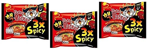 Samyang Buldak 3XSpicy (Pack of 3) (420gm) (Imported) Instant Noodles Non-vegetarian (3x140 g)(Combo Pack)