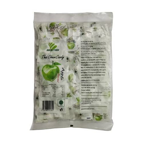 Haoliyuan Thai Chew Apple Flavored Candy, 12.35 oz / 350 g, White & Green - Apple Delight!