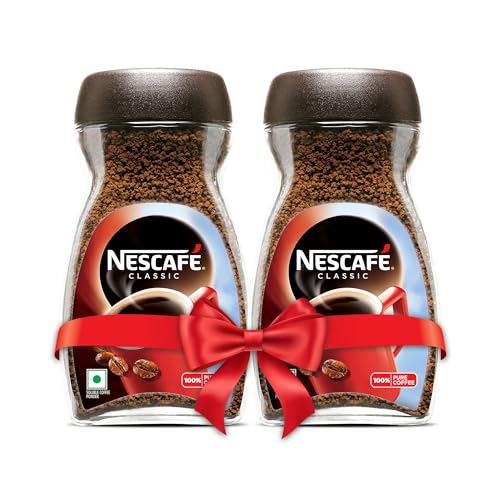 NESCAFE Classic Instant Coffee Powder, 380g (2 units x 190g jar) | Instant Coffee Made with Robusta Beans | Roasted Coffee Beans | 100% Pure Coffee