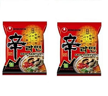 Nongshim Shin Ramyun Instant Noodles 120Gm*2Pack (Pack Of 2 Shin Ramyun) (Imported), Vegetarian - "Nongshim Shin Ramyun - 2 Pack, 120g Each of Spicy Veggie Noodles!"