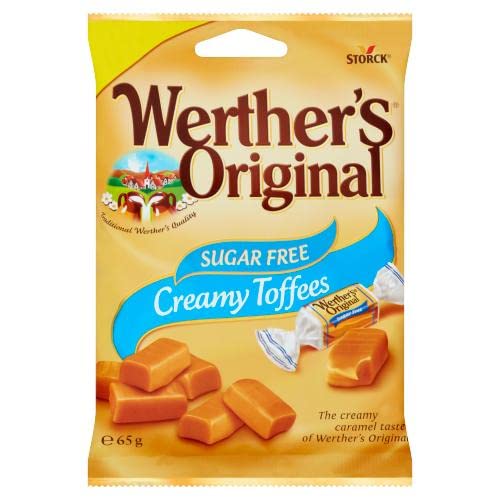 Storck Candy Storck Werther's Original Sugar Free Creamy Toffees,65G, Caramel