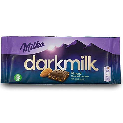 Milka Dark Milk Almond Chocolate, 85 g - "Dark Almond Joy!"