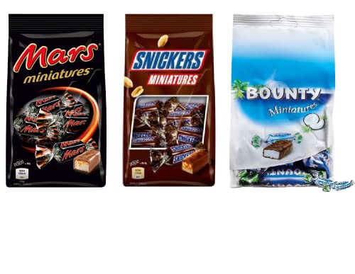 Mars Miniature Collection Combo Pack, Mars, Snickers, Bounty 220g Each Pack Of 3 (Imported) - "Mars, Snickers, Bounty Combo Pack!"