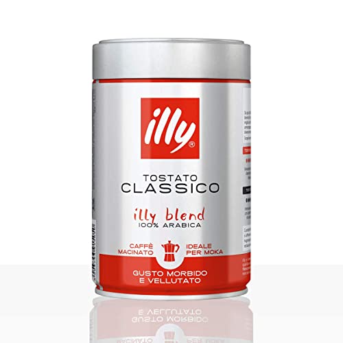 illy Caffe Normale MOKA Ground Coffee (Red Band), 8.8-Ounce Tins (Pack of 2) - MOKA ground coffee, red band, 8.8 oz tins, pack of 2.