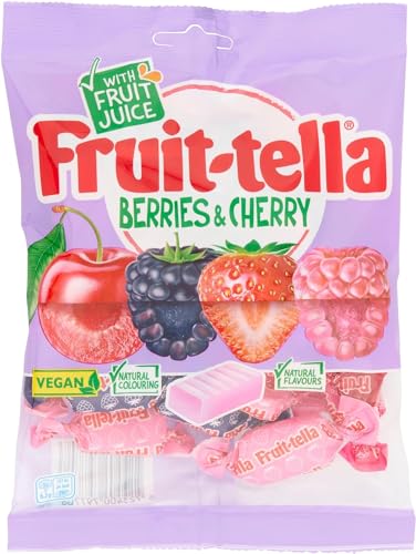 Fruit-Tella Berries & Cherry Vegan Sweet Treats 135g Imported (UK) - Berries and cherry vegan candy! Imported from the UK, these sweet treats are perfect for a fruity and vegan-friendly indulgence!