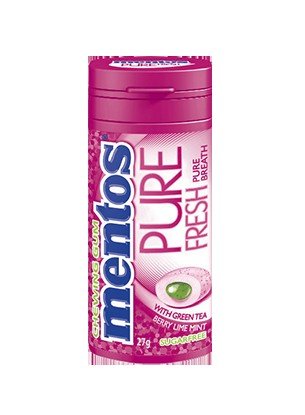 Mentos Pure Fresh Sugar Free Chewing Gum, Green Tea & Berry Lime, 27g - "Green Tea Berry Lime Gum!"