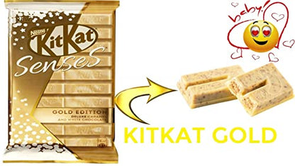 Nestle Kitkat Senses Deluxe Caramel & White Chocolate Gold Edition 112g (Imported) - "KitKat Senses Deluxe Caramel & White Chocolate - 112g of Imported Gold Edition!"