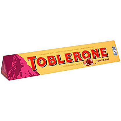 Toblerone of Switzerland Fruit & Nut with Raisins, Honey and Almond Chocolate Bar, 12 Pack Pouch, 12 x 100 g