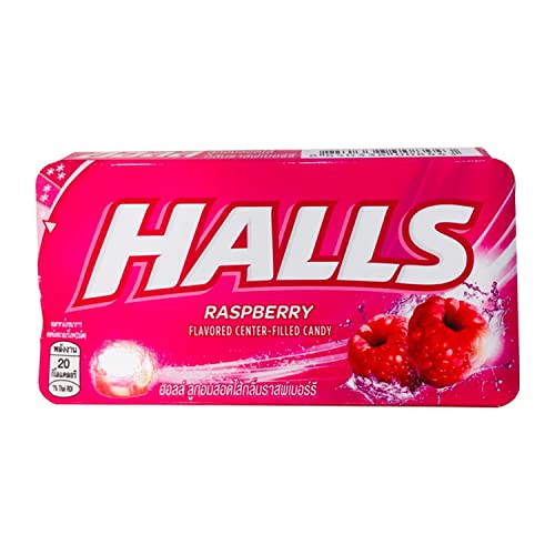 HALLS Raspberry Flavoured Center, Filled Candy - 18 Pack, 18 x 22.4 g - Raspberry-flavored candy with a luscious filled center.