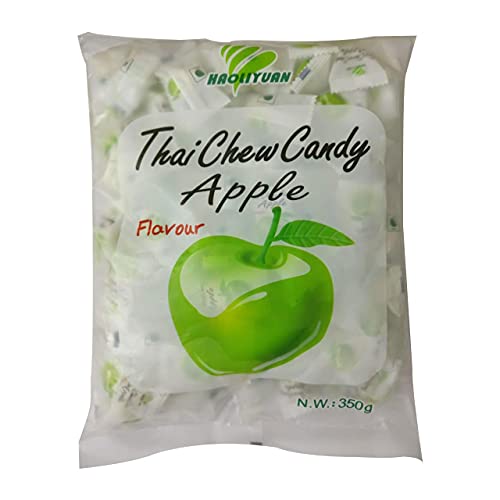 Haoliyuan Thai Chew Apple Flavored Candy, 12.35 oz / 350 g, White & Green - Apple Delight!