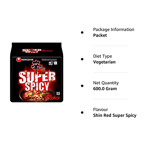 Nongshim Shin Red Super Spicy Instant Noodle, 21.16 oz / 600 grams - "Feel the heat!"