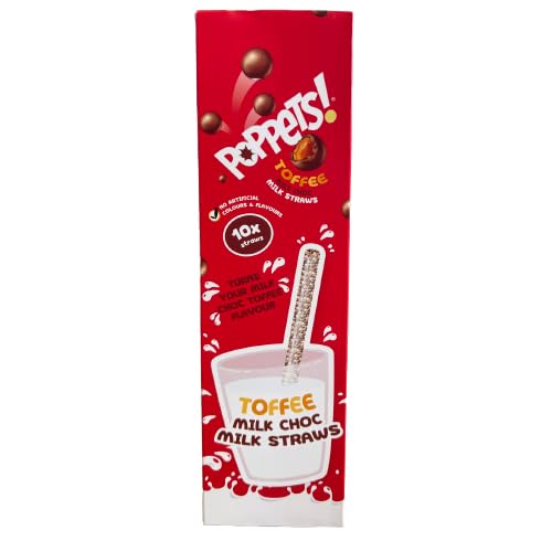 Poppets Toffee Milk Choc Flavours Milk Straws – Irresistible Toffee and Milk Chocolate Fusion for Mess-Free and Fun Milk Moments – Kid-Friendly, Portable, and No Artificial Colors or Flavors – Perfect for Events and Everyday Indulgence!