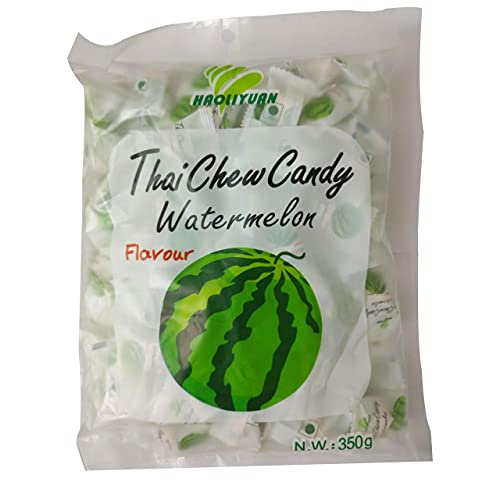 Haoliyuan Thai Chew Watermelon Flavored Candy, 12.35 oz / 350 g, White & Green - Watermelon Wonder!