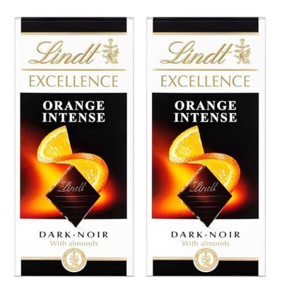 Lindt Excellence Dark Orange Chocolate Bar, 100g (Pack Of 2)