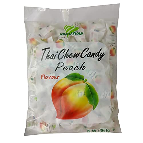 Haoliyuan Thai Chew Peach Flavored Candy, 12.35 oz / 350 g, White & Red - Peachy Perfection!