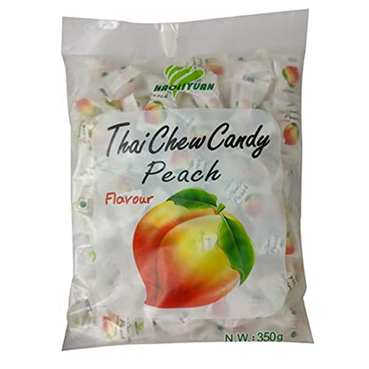 Haoliyuan Thai Chew Peach Flavored Candy, 12.35 oz / 350 g, White & Red - Peachy Perfection!