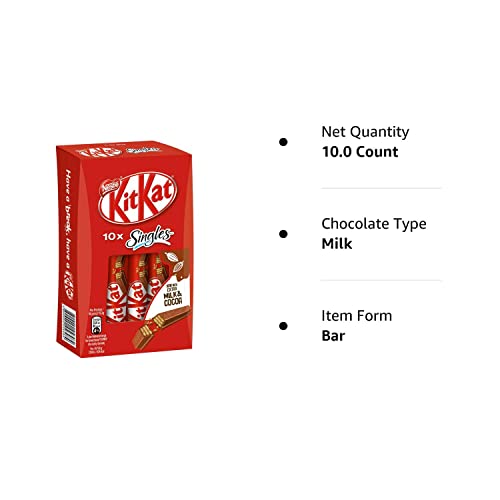 Nestlé Kitkat Singles Milk And Cocoa Chocolate Bars, 10X15.2G - "KitKat Singles - 10x15.2g of Milk & Cocoa Chocolate Bars!"