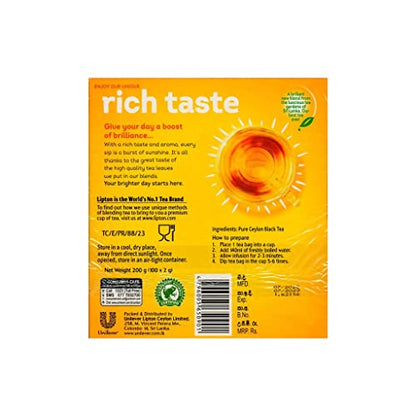 Lipton Yellow Label Tea Finest Blend Quality No 1 Black Tea, 100 Tea Bags - "Finest Black Tea!"