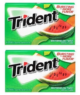 Trident Sugar Free Imported Gum with Watermelon Twist , 14 Sticks ( Pack of 2 )