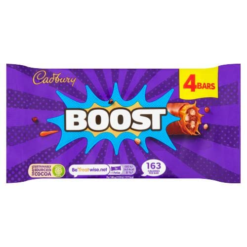 Cadbury Boost 4 Bars Milk Chocolate With Caramel & Biscuit 126g (Imported) - Boost your day