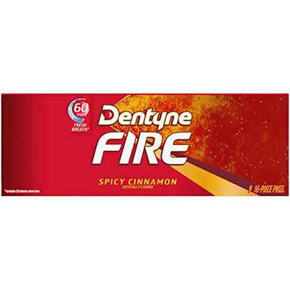 Dentyne Ice, Fire Cinnamon, 16-Piece Packet - Pack of 9 - Cinnamon fire!