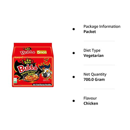 Samyang Fire Chicken 2X Spicy Ramen Pouch, 5 X 140 grams