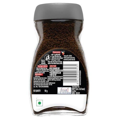 Nescafe Classic Black Roast Instant Coffee, 90g Jar, Rich & Dark | 100% Pure Soluble Coffee Powder - "Bold Black Roast in Every Sip!"