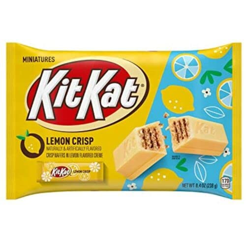 KitKat Miniature Lemon Crisp Wafers In Lemon Flavoured Creme Individually Wrapped 238g (USA) - Refresh your palate with the zesty flavor of KitKat Miniature Lemon Crisp Wafers, 238g (USA).