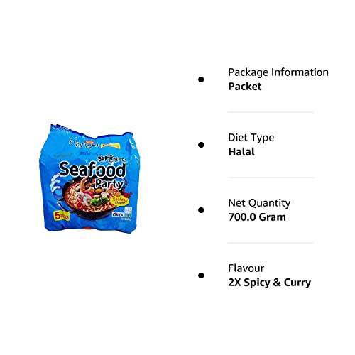 Samyang Seafood Party - 125g Pack (Pack of 5) (Imported) - Imported Seafood Extravaganza