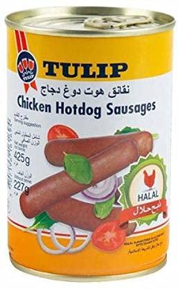 Tulip Chicken Cocktail Sausages - Halal Certified - Net Weight 405g | Drained Weight 200g - Product of Denmark