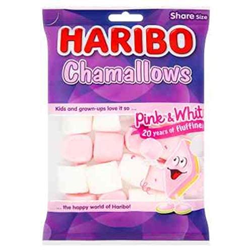 HARIBO Chamallows Share Size Marshmallow, Pink, 140 g - Fluffy pink marshmallows in a share size pack.