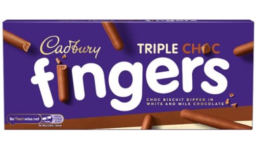 Cadbury Fingers Triple Choc Biscuit Dipped In White & Milk Chocolate 110g (Imported) - Triple choc treat