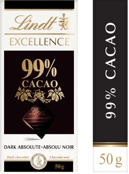 Lindt Excellence Dark Cocoa 99% 50g and Lindt Excellence Dark Cocoa100% 50g Chocolate Bar (Combo Pack)