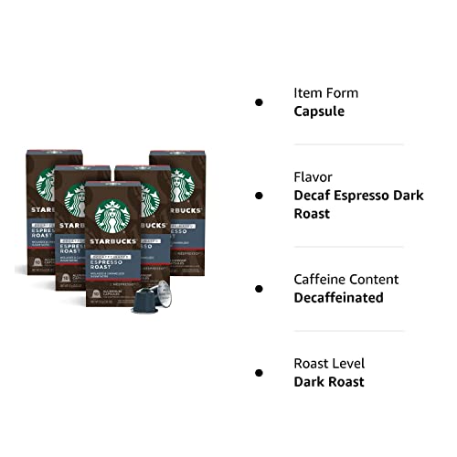 STARBUCKS Decaf Espresso Roast by Nespresso, 2.01 oz ℮ 57 g, 5 Pack