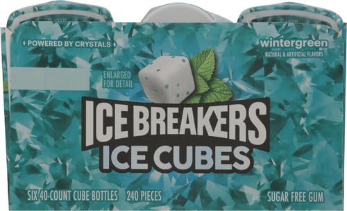 Ice Breakers Ice Cubes Sugar-Free Gum 3.24 oz. - 40 pcs - Wintergreen - Wintergreen gum cubes, 40 sugar-free pieces.