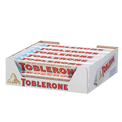 Toblerone White Chocolate with Honey and Almond Nougat Pack of 12, x 100 g