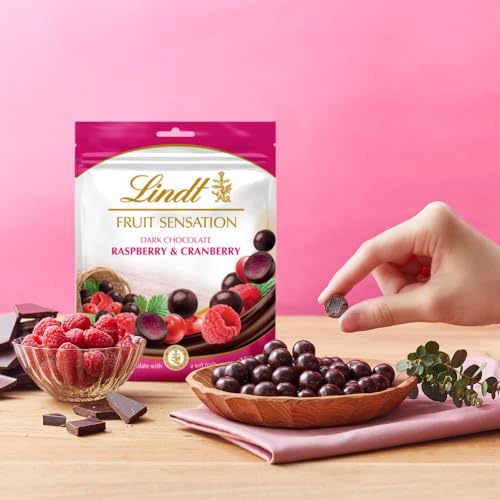 Lindt Sensation Fruit Raspberry & Cranberry Chocolate Ball,150g (Imported)