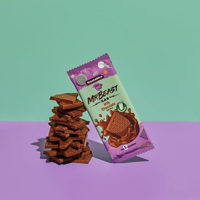 Feastables MrBeast Milk Chocolate Bars - Made with Grass-Fed Milk Chocolate and Organic Cocoa. Only 5 Ingredients 60g - Grass-fed chocolate goodness!