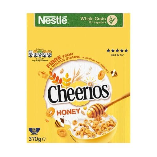 Nestle Whole Grain Honey Cheerios Cereal - 375g, Nutritious Breakfast with Real Honey Flavor - "Honey Cheerios - 375g of Nutritious Whole Grain Breakfast with Real Honey!"