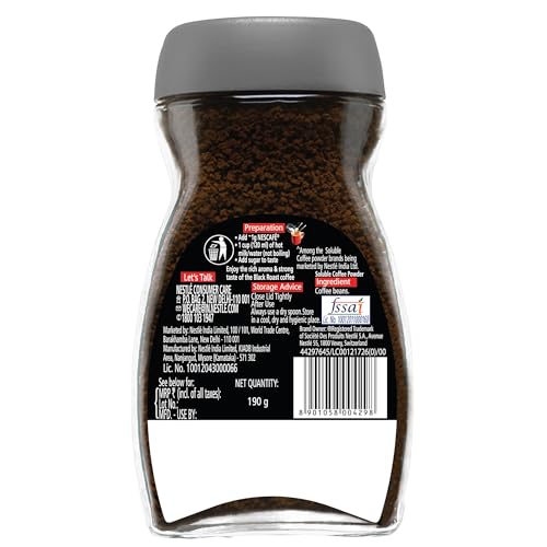 Nescafe Classic Black Roast Instant Coffee Jar, Rich & Dark | 100% Pure Soluble Coffee Powder, 190g/200g - "Rich & Dark Black Roast - Pure Coffee Perfection!"