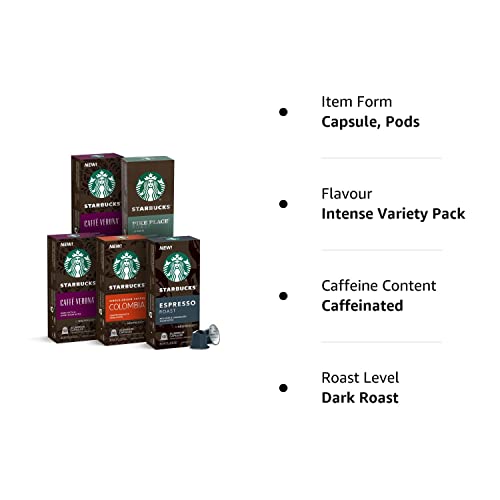 Starbucks by Nespresso Capsules, (50 Pods, Compatible with Nespresso Original Machines) (Intense Variety Pack)