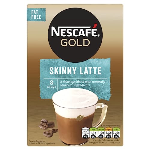 Nescafe Gold Skinny Latte Coffee, 5.5 oz ℮ 156 g - "Skinny Latte Gold - Guilt-Free Coffee Indulgence!"