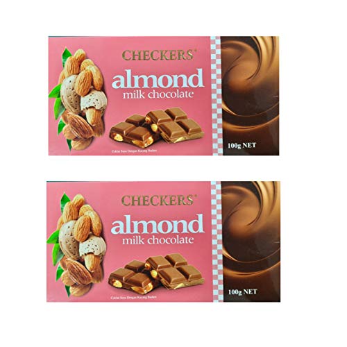 Checkers Almond Milk Chocolate Imported, 100g (Pack of 2) - Almond chocolate treat