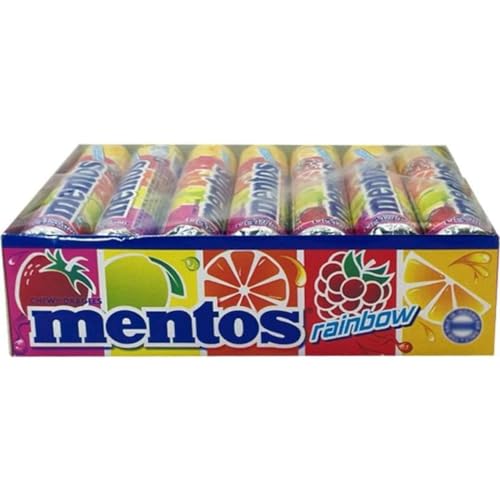 Mentos Roll Chewing Gum Roll 29g Each - Box of 14 (Rainbow) - "Rainbow Chew Extravaganza!"